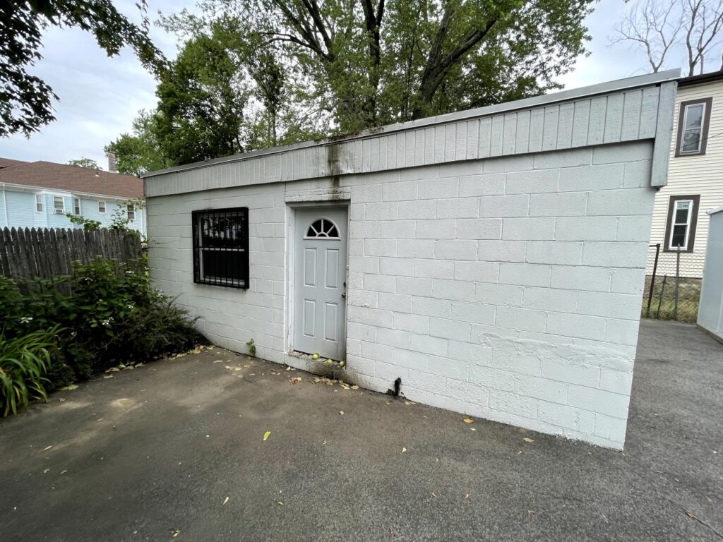 Exterior garage walls before painting