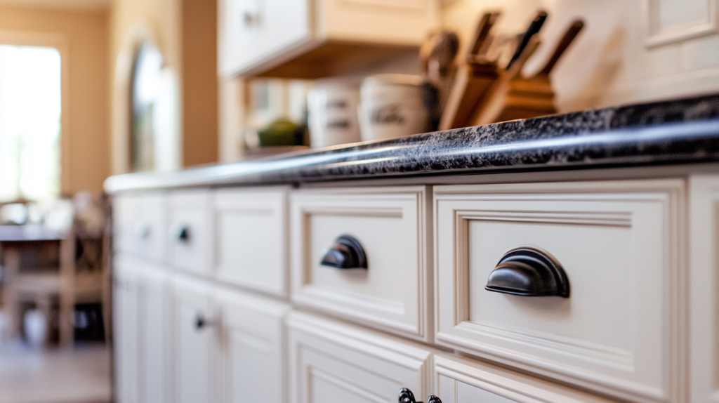 closeup shot of newly painted cabinets