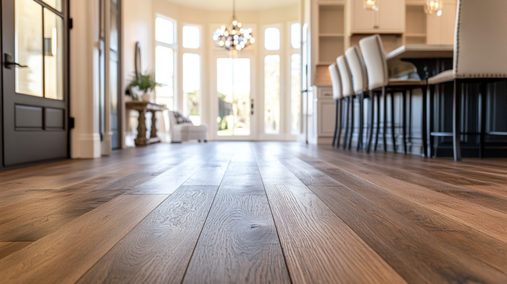 closeup shot of newly installed LVT flooring